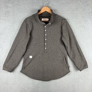 DESO Sweater Womens Large 1/2 Snap Pull Over Made In USA Grey Brown California